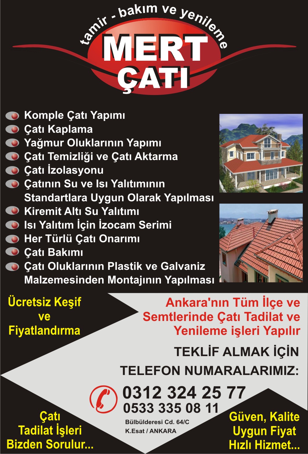 ankara çatı tamiri aktarma firmaları ustası
